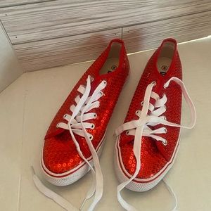 Red sparkle sneakers
